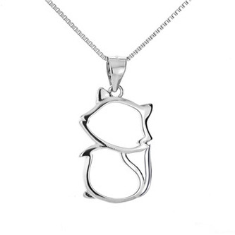 NB-2069 Stříbrný náhrdelník s kočkou - zvířátka