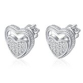 NB-3445 Stříbrné šroubovací náušnice srdíčka - srdce