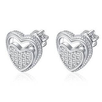 NB-3445 Stříbrné šroubovací náušnice srdíčka - srdce