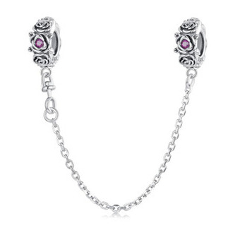 S0031 Stříbrný bezpečnostní řetízek na náramek - květiny