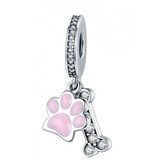 NB-8186 Stříbrný přívěšek korálek tlapka a kostička - zvířátka