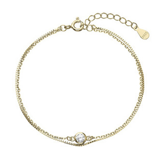 EG7259-GD Pozlacený náramek dvojitý řetízek se zirkonem