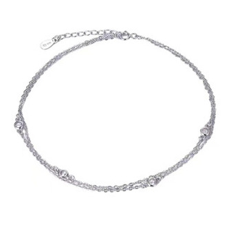 NB-6038 Stříbrný náramek na nohu se zirkony