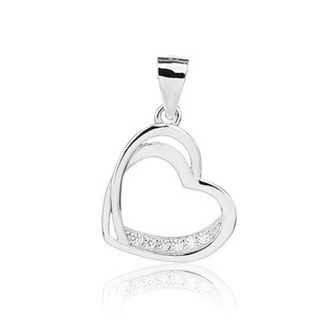 NB-4549 Stříbrný přívěsek srdíčko se zirkony - srdce