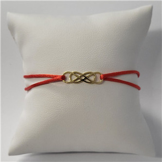 KA1546R-GD Červený textilní náramek keltský uzel, Ag 925 - tribal