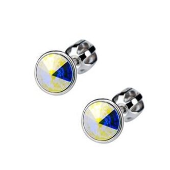 CS5701-AB Šroubovací stříbrné náušnice s kameny Crystals from Swarovski® Crystal AB