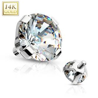 ZL01050-04-WG Zlatý piercing - dermál zirkon, Au 585/1000