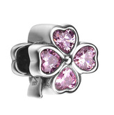 NB-8252 Stříbrný přívěšek korálek na náramek čtyřlístek - čtyřlístky