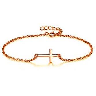 ZB86192-RD Pozlacený stříbrný náramek - křížek