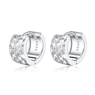 NB-3974 Stříbrné náušnice kroužky s ornamenty