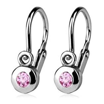 CS1210-LR Dětské náušnice stříbrné, světle růžové zirkony