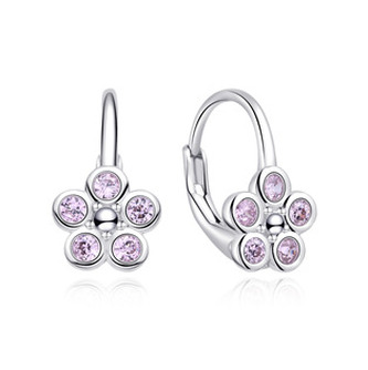 DN-0120 Stříbrné dívčí náušnice kytičky - květiny