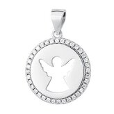 NB-4117 Stříbrný přívěšek andělíček se zirkony - andílci