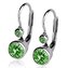 ZB23265-G Stříbrné náušnice, zelené zirkony