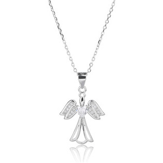 NB-2151 Střibrný náhrdelník - andílek se zirkony - andílci