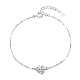 NB-1002 Dámský stříbrný náramek čtyřlístek - čtyřlístky