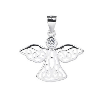 NB-4422 Stříbrný přívěšek andílek se zirkonem - andílci