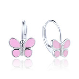 DN-0095 Stříbrné dívčí náušnice motýlci - dětské