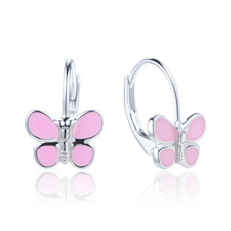 DN-0095 Stříbrné dívčí náušnice motýlci - dětské