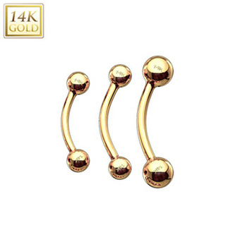ZL01107-1208-YG Zlatý piercing do obočí - kuličky, Au 585/1000