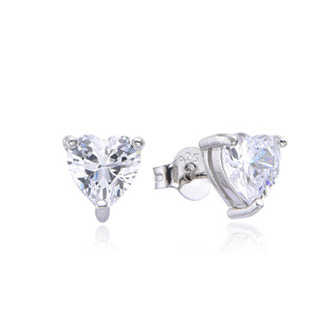 NB-3891-06 Stříbrné náušnice srdíčka se zirkony 6mm - srdce