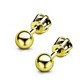 NB-3562-04 Zlacené stříbrné šroubovací náušnice kuličky 4mm