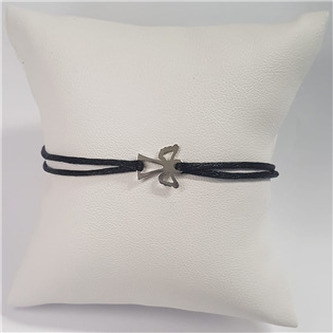 KA1819K-ST Černý textilní náramek andílek, Ag 925 - andílci