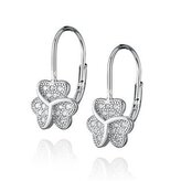 NB-3343 Stříbrné náušnice na klapku - kytičky - květiny