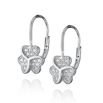 NB-3343 Stříbrné náušnice na klapku - kytičky - květiny