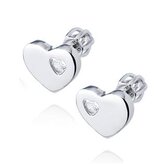 NB-3224 Stříbrné šroubovací náušnice srdíčka - srdce