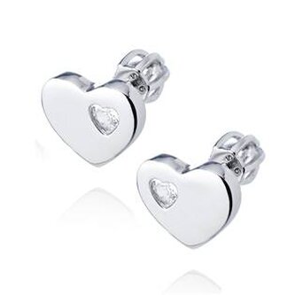 NB-3224 Stříbrné šroubovací náušnice srdíčka - srdce