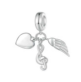 NB-8168 Stříbrný přívěšek korálek s příívěšky - srdce