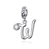 B0352-W Stříbrný přívěšek korálek na náramek - písmeno W - iniciály
