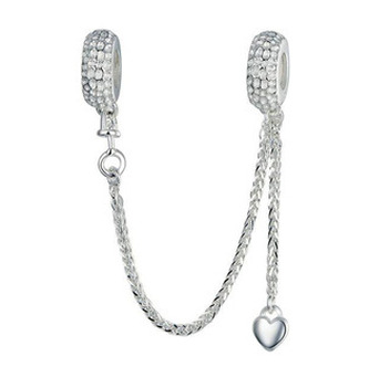 S0009 Stříbrný bezpečnostní řetízek na náramek - srdce