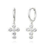 NB-3676 Stříbrné náušnice křížky se zirkony