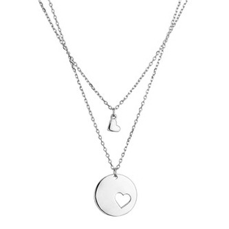 EG9213 Stříbrný dvouřadý náhrdelník - srdce