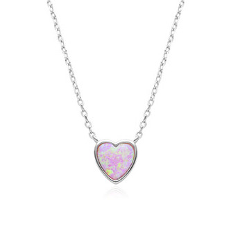NB934-OP58 Stříbrný náhrdelník srdce s opálem