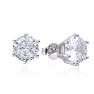 NB-3894-08 Stříbrné náušnice s čirými zirkony 8mm