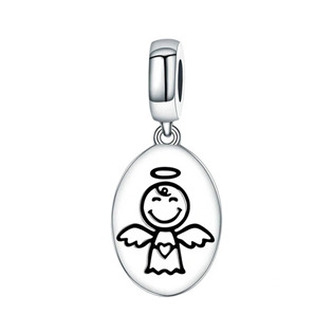 B0481 Stříbrný přívěšek korálek na náramek - andílci