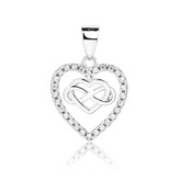 NB-4611 Stříbrný přívěšek srdíčko s  nekonečnem - srdce