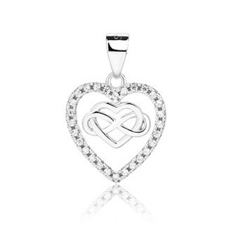 NB-4611 Stříbrný přívěšek srdíčko s  nekonečnem - srdce