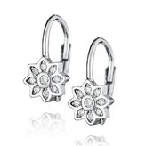 NB-3342 Dívčí stříbrné náušnice na klapku - kytičky - květiny