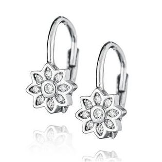 NB-3342 Dívčí stříbrné náušnice na klapku - kytičky - květiny