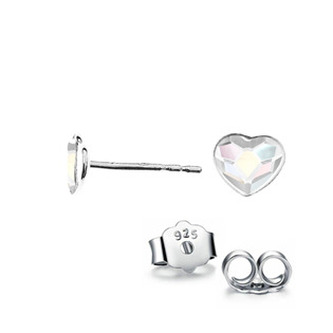 NB-0203-AB Stříbrné náušnice se srdcem Crystals from Swarovski, AB