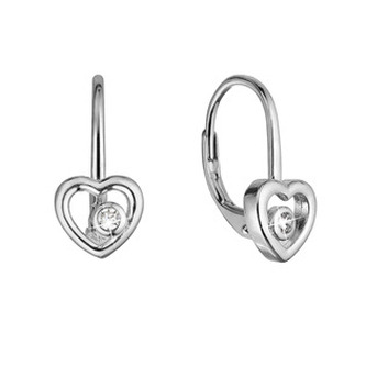 EG2954 Stříbrné náušnice srdce se zirkonem