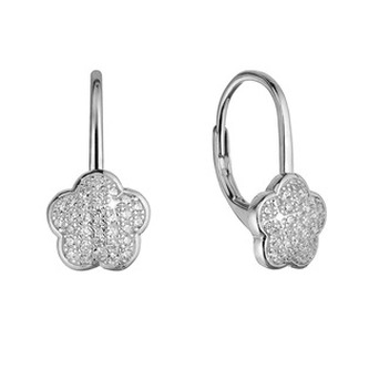 EG2673 Stříbrné náušnice kytičky se zirkony - květiny