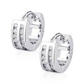 NB-3134 Stříbrné náušnice kroužky se zirkony