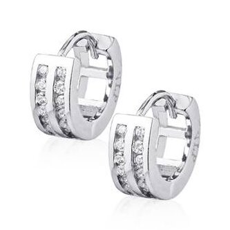 NB-3134 Stříbrné náušnice kroužky se zirkony