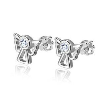 NB-3622 Stříbrné šroubovací náušnice andělíčci - andílci