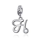 B0352-H Stříbrný přívěšek korálek na náramek - písmeno H - iniciály